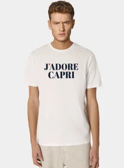 T-shirt in cotone con stampa "j'adore capri"